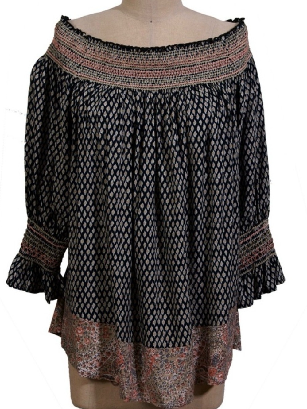 NWT Anthropologie Vanessa Virginia off-the-shoulder smocked blouse - Picture 2 of 4